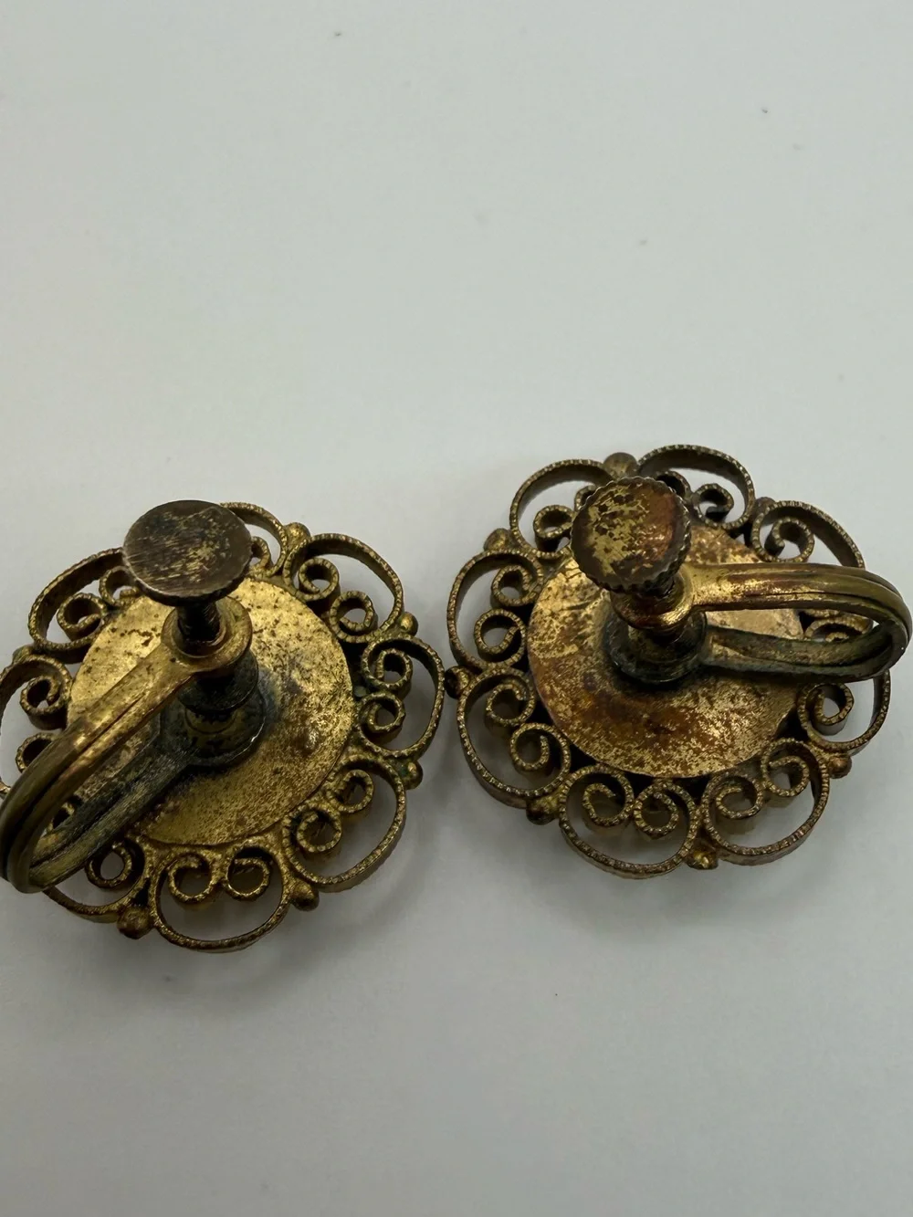 Vintage FAP Italian Micro Mosaic Floral Screwback Earrings Ornate Filigree